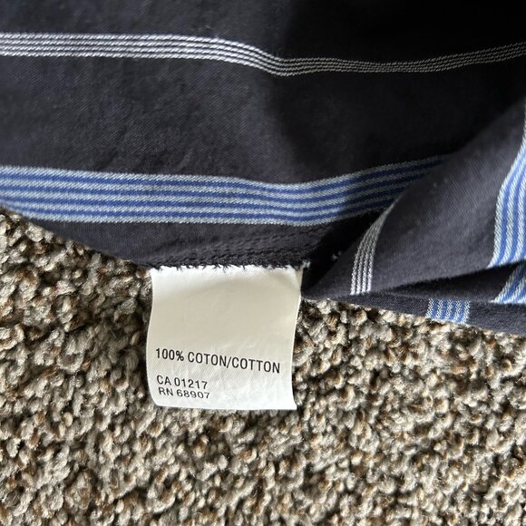 Le Chateau Men's Button Down Dress Shirt Dark Blue with Stripes Size L - Picture 5 of 9